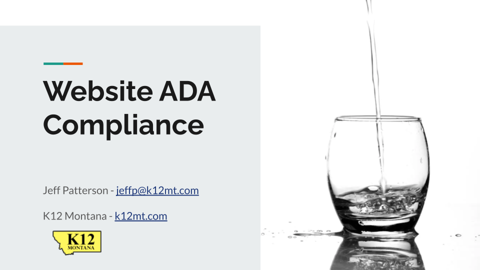 TITLE SLIDE - 2024-04 MASBO Technology Webinar - Website ADA compliance - K12 Montana